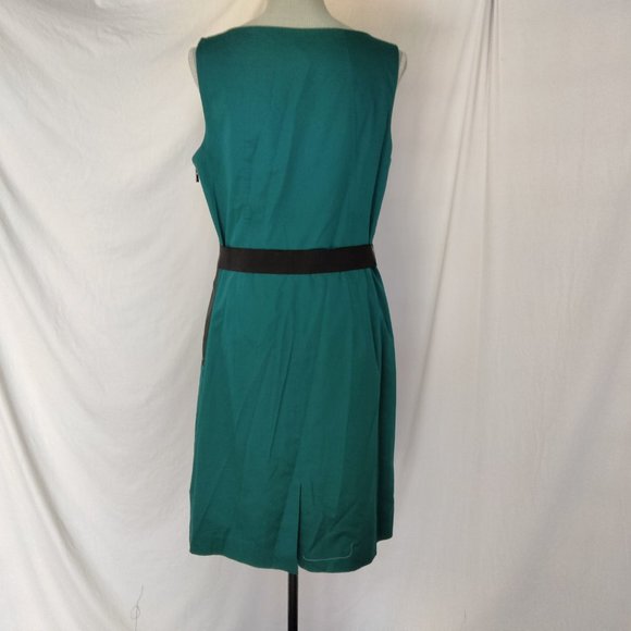NWT Ann Taylor emerald green cotton sheath dress with built in belt, size 12 - Picture 4 of 6